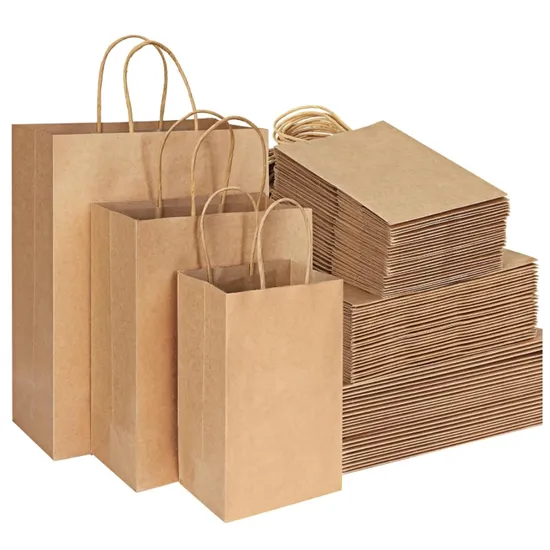 Clothing Packaging Kraft Paper Tote Bags with Twisted Handle 