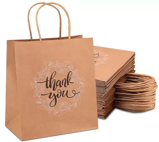 Custom Print Logo Shopping Paper Bag Kraft Biodegradable Paper Bag with Handle 