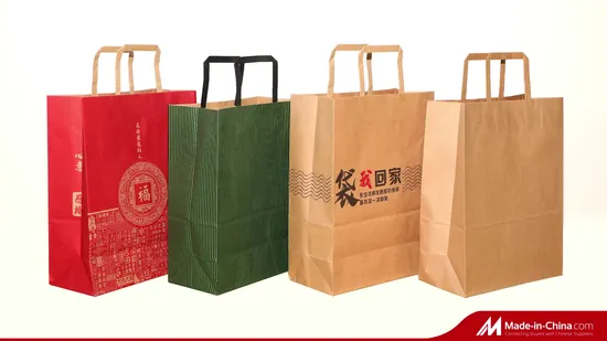 Brown Shopping Packaging Flat Handle Kraft Aper Bag Craft Bag 