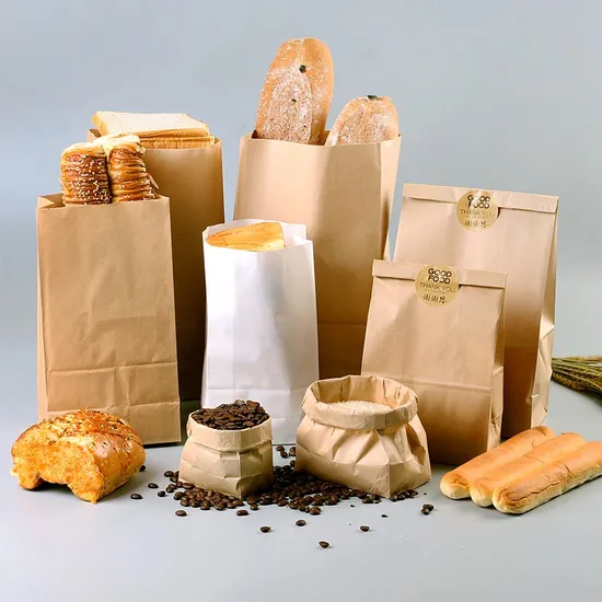 Custom Printed Greaseproof Brown Kraft Fast Food Paper Bags Packaging 