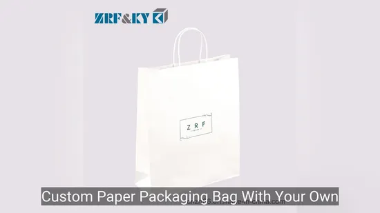 Custom White Kraft Paper Apparel/Shopping/Gift Craft Bags with Handles Bulk/Retail/Wholesale 