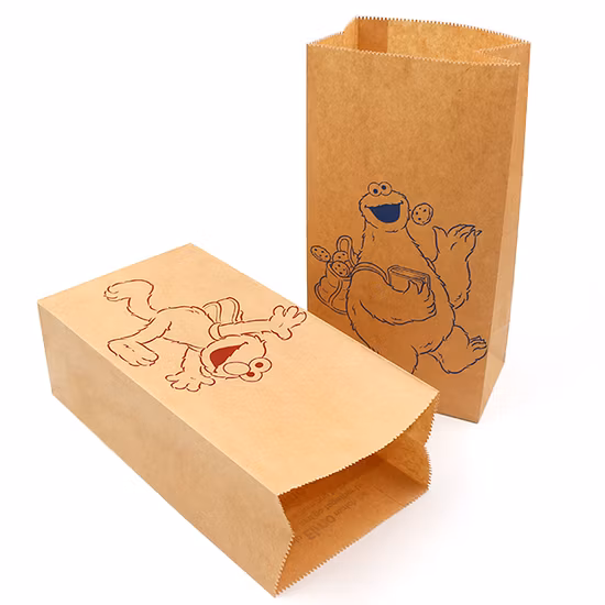 Promotional Food Packaging Square Bottom Lunch Kraft Paper Bag 