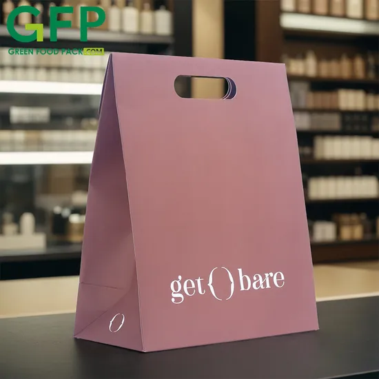 Custom Take out Coffee Bubble Milk Tea Packaging Paper Bag Takeaway Food Paper Bag Die Cut Handle Gift Shopping Paper Bags 