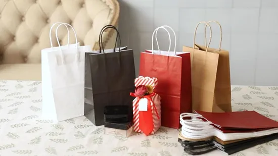 Cheap Packaging Big Kraft Paper Bags Custom Print with Rope Handle 