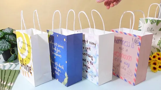 Recyclable Custom Logo Brown Kraft Shopping Bags 